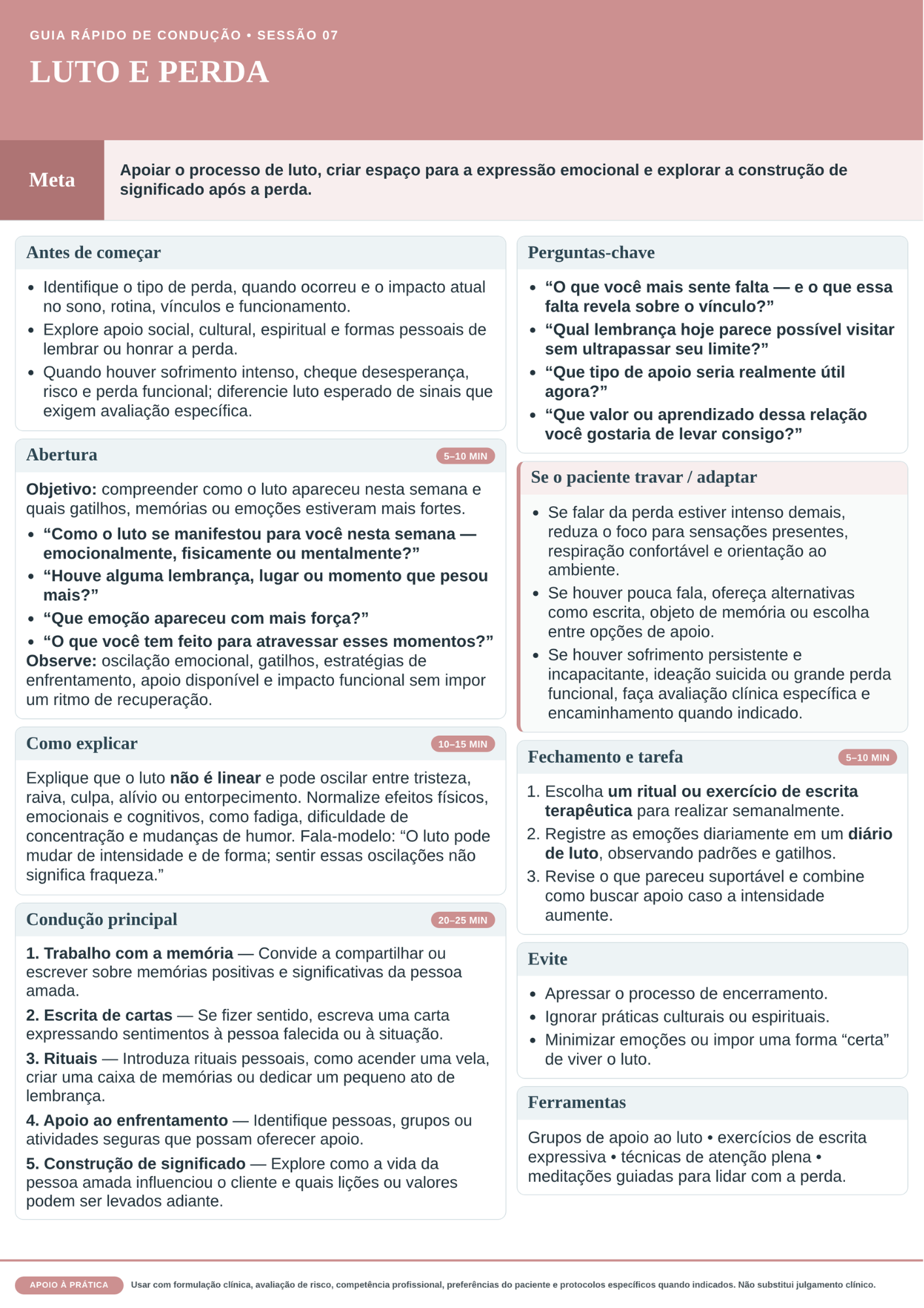 Plano profissional para condução de sessão